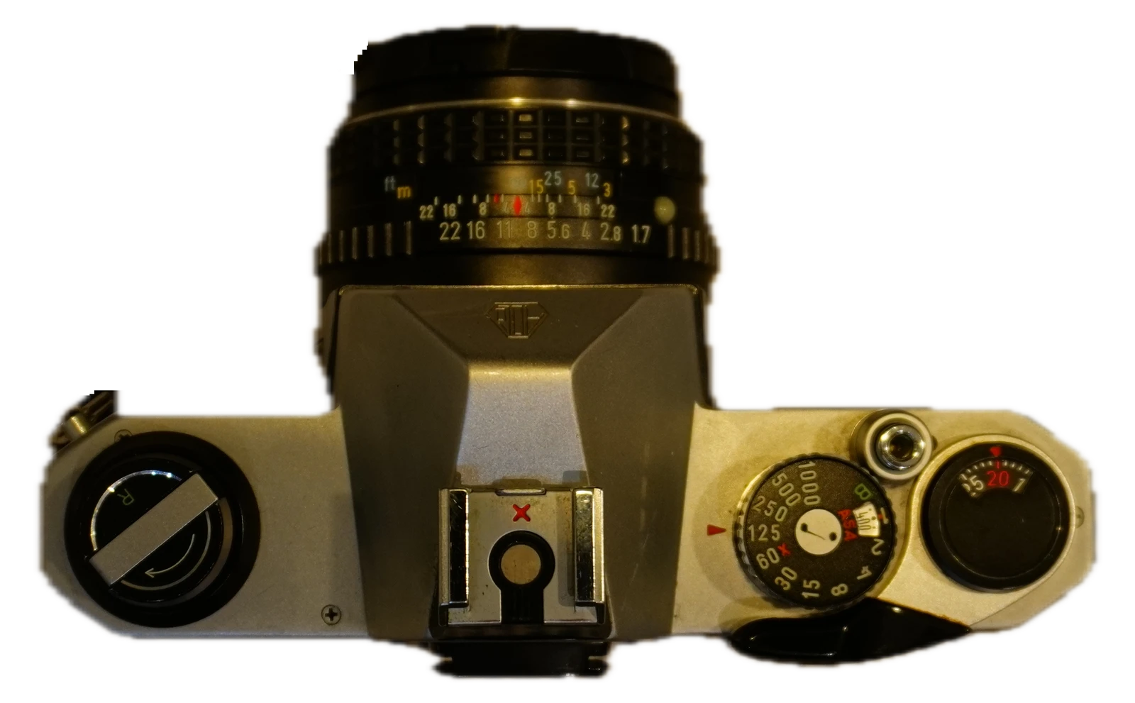 Amish's film camera, photographed from above